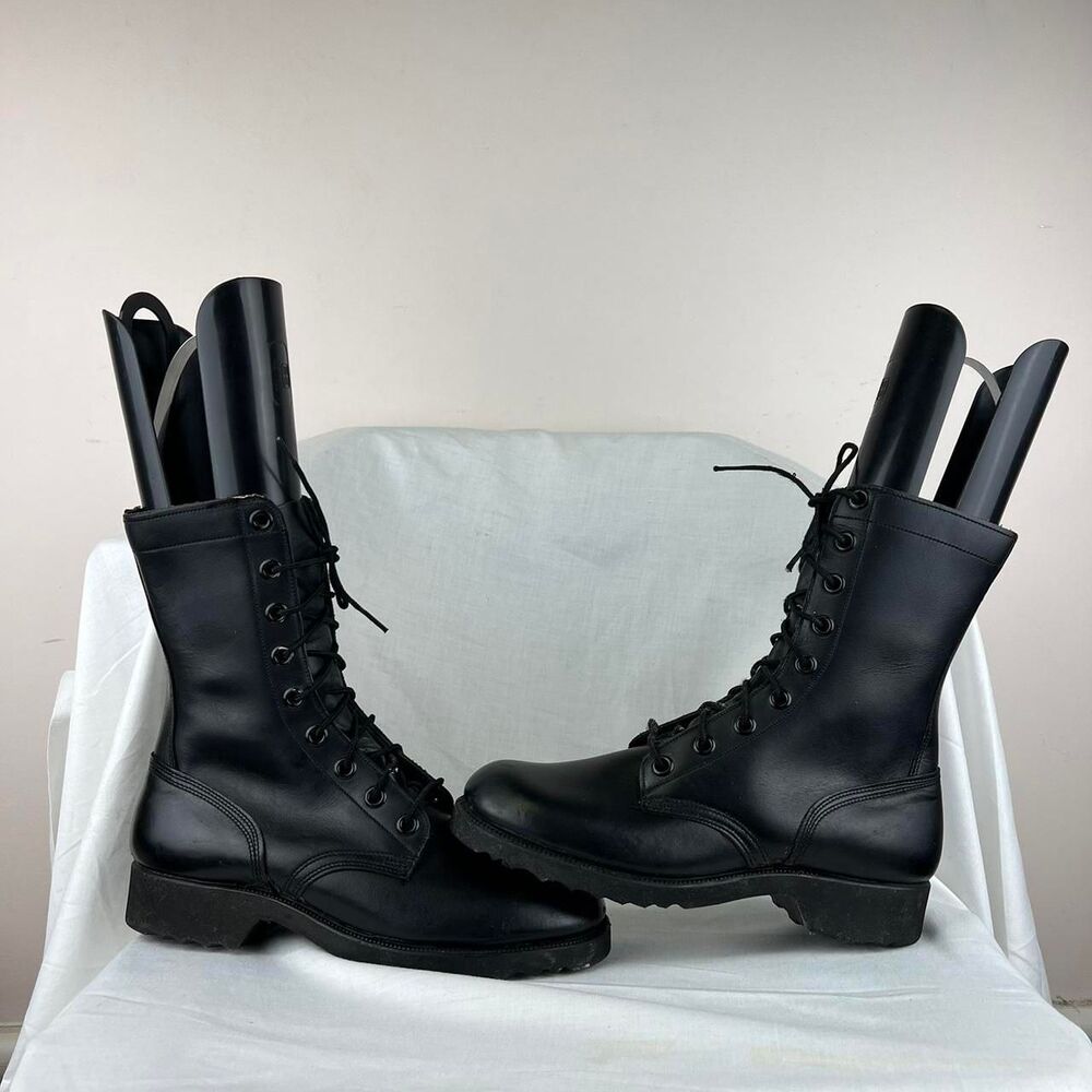 1967 US Army Black Leather Combat Boots Vietnam War Era Size 7 R